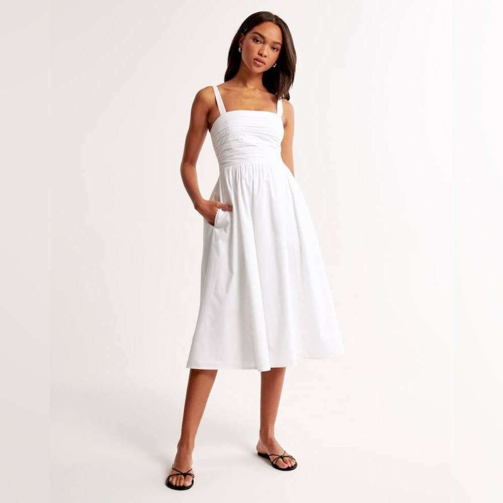 Abercrombie & Fitch White Sleeveless Sundress Midi